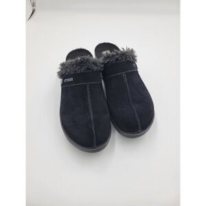 Crocs Cobbler Clogs Black Slip On Faux Fur Lined Low Heel Size 8
